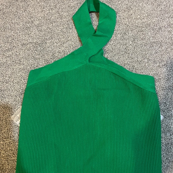 2 TOP DEAL: Cider Green Halter Neck Top and Brown One Strap Ribbed Top - Picture 4 of 5